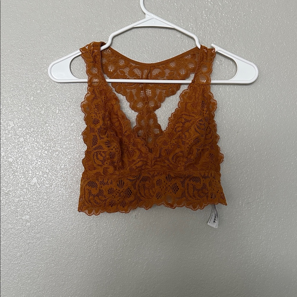 Forever 21 Orange Lightweight Lace Razorback Wire-Free Bralette